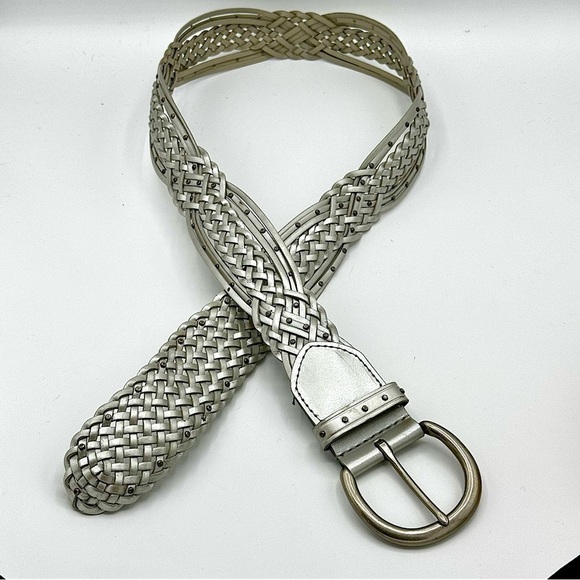 Like New Braided Leather Belt,‎ Champagne Gold, size M/L - Picture 1 of 13